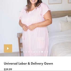 Universal Labor & Delivery Gown in pink stripe